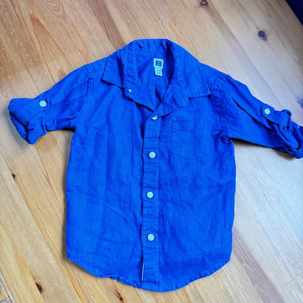 Janie and jack blue linen shirt size 12-18 months